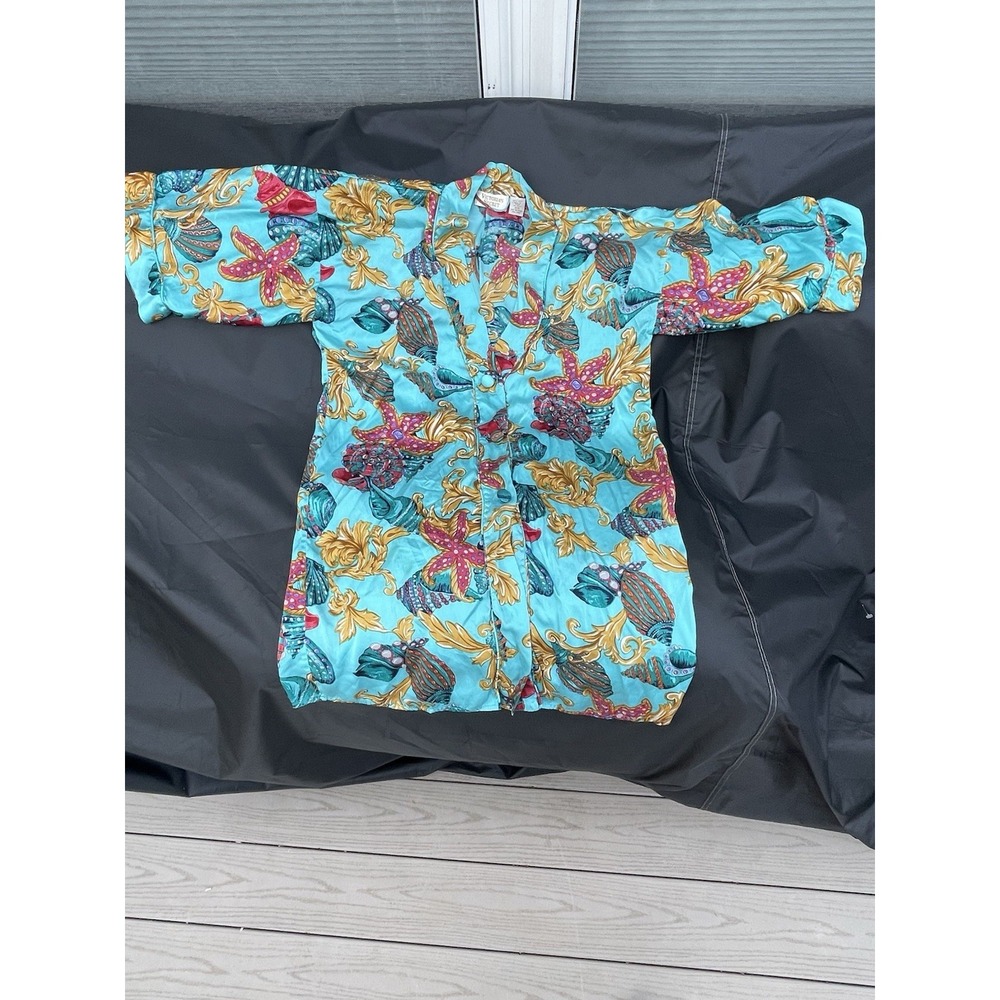 Vintage Gold Label Victoria Secret 100% Silk Shell L Night Sleep Shirt